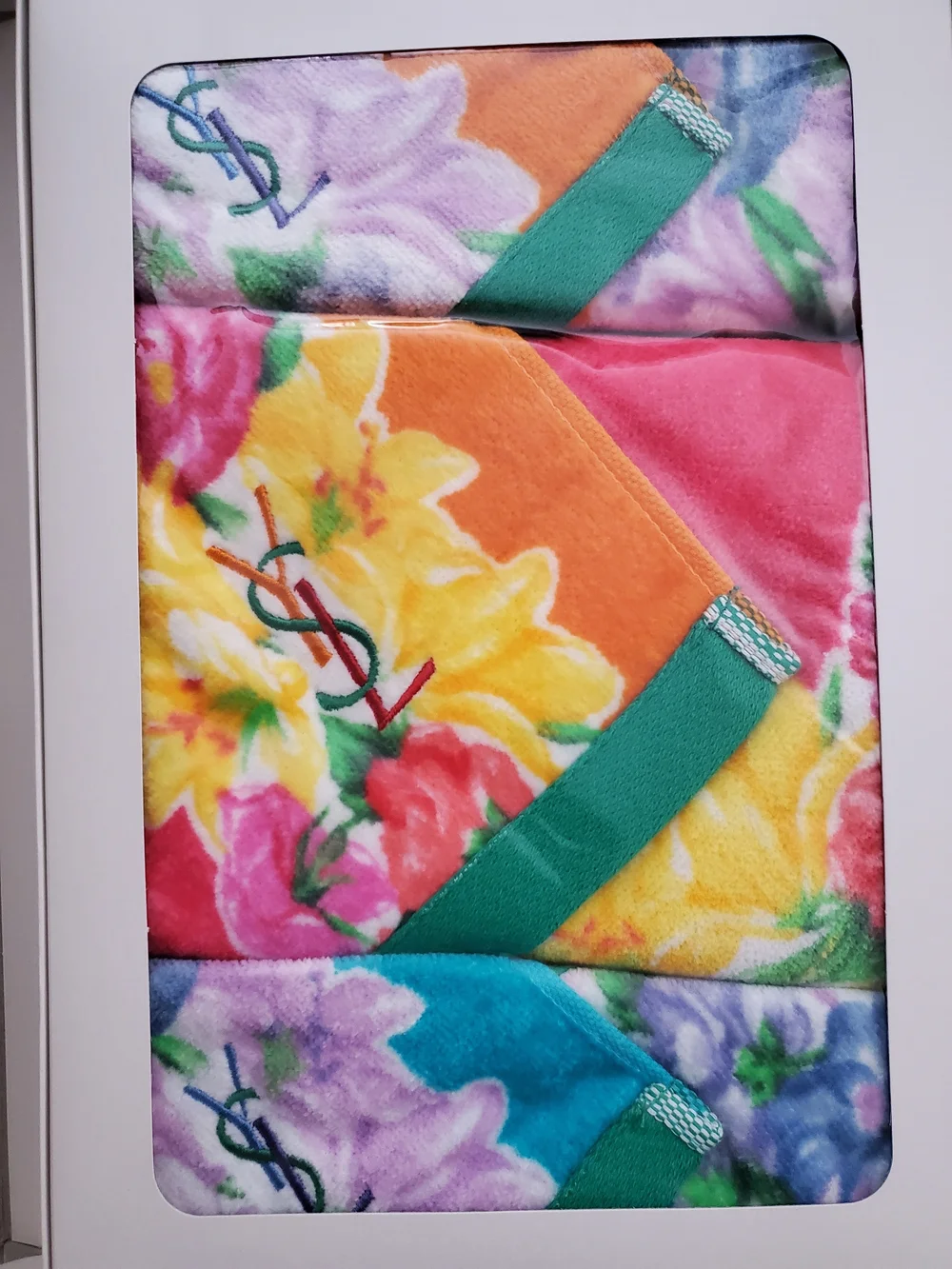 Yves Saint Laurent YSL Floral Hand Towel Set Japanese SOGO Vintage 90s Y2K
